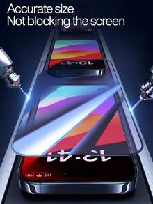 Tempered Glass Phone Screen Protector 2pcs High Definition Tempered Glass Screen Protector Compatible With IPhone 17 Pro Max/17 Air/17/15 Pro Max/16 Pro Max/16/16e/15/14/13/13 Pro/12/11, Includes Auto-Cleaning Tool, One-Click Application, Anti-Scratch, Smooth Surface, Privacy Protection, Anti-Dust, Phone Screen Protector, Phone Accessories Spring Gift - Black - View 3
