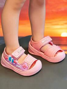 New Baby Toddler Shoes, Cute Cartoon Closed Toe Hook And Loop Sandals For Infants - Pink - View 1