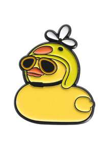 可爱黄色小鸭海盗时尚眼镜帽形金属胸针别针服装配饰 - 彩色 - 查看 6