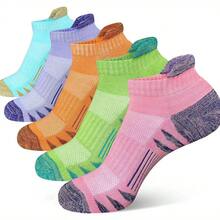 Womens Ankle Anti-Blister Thick Cushioned Cotton Wicking Hiking Athletic Running Socks 5 Pairs - 5 - 查看 3