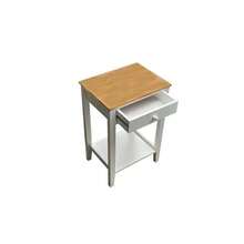 NATURAL TOP WHITE BEDSIDE TABLE CABINET STORAGE BEDROOM SHELF/DRAWER NIGHTSTAND - Multicolor - View 6