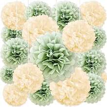 30/10 quả cầu hoa giấy màu xanh lá cây nhạt và trắng dùng để trang trí tiệc cưới, tiệc cô dâu, tiệc sinh nhật và kỷ niệm, đồ trang trí treo tường trang nhã cho các sự kiện lãng mạn, đồ dùng đám cưới, phụ kiện tiệc lễ hội. - Nhiều màu - Xem 5