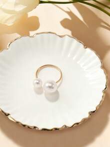 LUCKY FOX 女士腕表奢华礼盒套装 - 金色石英表 + 珍珠戒指 + 金属戒指 + 珍珠表，精美珠宝礼盒，适合生日、情人节、母亲节、送给女友、闺蜜、妈妈的礼物 - 均碼 - 查看 9