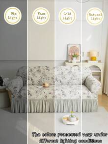 1 pièce Jupe décorative élastique antidérapante en tissu de soie de lait, convient pour la fête des mères, la saison des mariages, imprimé floral, couleur douce et élégante, motifs floraux riches, housse de canapé anti-poussière pour animaux de compagnie, disponible en tailles 1/2/3/4 places, convient pour toutes les saisons - Multicolore - Voir 7