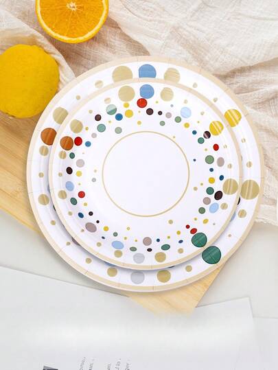 Colorful Paper Plates, Fashionable Party Plates, Disposable Birthday Cake Plates, Available In 7-Inch And 9-Inch Sizes, Cake Plates, Dessert Plates, Bread Plates, Barbecue Plates, Suitable For Weddings, Birthday Parties, School Parties, Outdoor Picnics, Christmas Decorations, Christmas Banquets
