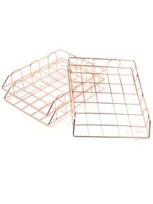 1pc Stacking File Tray, Office Desk Organizer, Letter Rack, Metal Document Holder, Stackable Desktop Storage For Papers And Letters - Multicolor - View 6