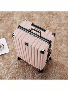 20-Inch Stylish Suitcase Features - Waterproof/Anti-Theft/Quiet/Spinner Wheels/Portable Opening/With Hooks/Carry-On/Large Capacity/High Quality/Easy To Organize, Premium Zipperless Design, Spinner Wheels And TSA Lock, Carry-On Suitcase With Aluminum (ABC+Aluminum) Frame And Spinner Wheels, Winter Travel Essential, Gift For Women And Men, Wedding Gift, Easter Gift - Pink - View 2