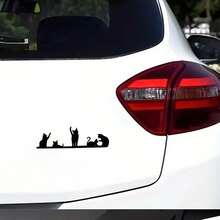 Lindo y travieso adhesivo de gato para espejo retrovisor - Calcomanía de vinilo para autos, camiones, etc., opción de regalo perfecta, uso multipropósito, fácil de aplicar, diseño duradero y elegante, calcomanía de gato para carrocería, ventana, parachoques, calcomanía de vinilo resistente al agua - A - Ver 2