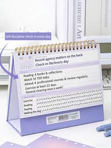 Lịch để bàn mới năm 2026, Lịch mini để bàn tối giản sáng tạo, Trang trí bàn làm việc, Đồ dùng văn phòng, Trang trí văn phòng - Kích thước lớn - Màu tím nổi kèm hai nhãn dán. - Xem 5