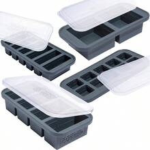 Silicone Freezer Molds Set With 2 Tbsp, 1/2, 1, And 2 Cup Silicone Freezer Trays With Lids - Meal Prep And Kitchen Essentials Bundle - Charcoal - 木炭 - 查看 2