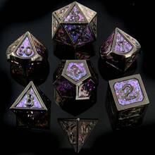 7pcs Shiny Metal Dice Set, D&D Tabletop Game Accessories, Suitable For Halloween, Christmas, Gifts, Party Supplies - Multicolor - View 8