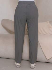 Women's Polyester Tie-Front Pants - Bạc - Xem 6
