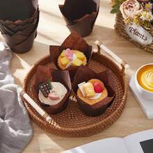 100/200 chiếc giấy lót bánh cupcake hình hoa tulip chống dầu mỡ, kích thước tiêu chuẩn, dùng để nướng bánh cupcake trong các dịp cưới hỏi, sinh nhật, kỷ niệm, tiệc tùng, Giáng sinh (Nâu, Màu tự nhiên, Trắng) - Xem 9