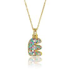 1 Pc Custom Stainless Steel Exclusive Zirconia Letter Necklace Copper Chain Necklace - Multicolor - View 7