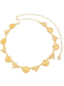 1pc Vintage Fashion Personalized Metal 3D Five-Petal Flower Splice Waist Chain, Bohemian High-End Versatile Dress Chain Waistband, Suitable Women In Any Occasion - 黃金3 - 查看 7