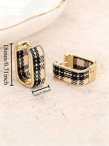 1 Pair Fashion Versatile Elegant Plaid Design Earrings, Suitable For Women's Daily Casual, Commute, Party And Decoration (Stripe Pattern Not Fixed) - Multicolor - View 3