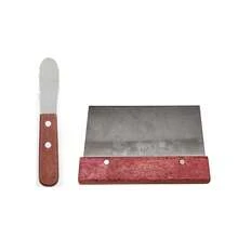 2 piezas Espátula para queso con mango de madera y acero inoxidable, espátula para pan, queso, mermelada, raspador de harina, raspador de pasteles, cortador de masa, raspador de rollos de arroz, juego de herramientas de cocina multifuncionales. - Ver 10
