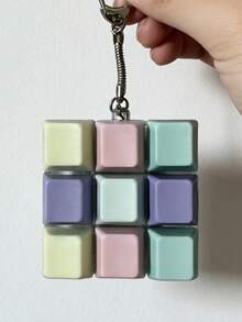 1pc 9-Key Squeeze Stress Relief Keychain, Mechanical 9-Key Keychain Fidget Toy, Creative Keyboard Pendant, Holiday Party Small Gift - Multicolor - View 6