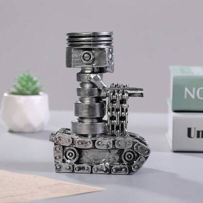 1 Stück Resin Roboter Figur, kreative personalisierte Schreibtisch Dekoration für Wohnzimmer und Büro, vintage Kolben Schädel Ornament, Industriestil Resin Handwerk, Tischdekorationen, kreative Kolben Kette Handwerk Ornament
