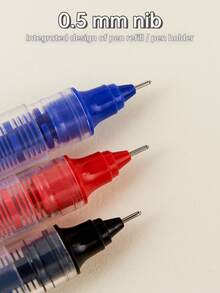 12pcs Liquid Ink Gel Pens, 0.5mm Fine Point, High Capacity Quick Drying, Suitable For Office & Students, Black/Red/Blue - Sets - View 3