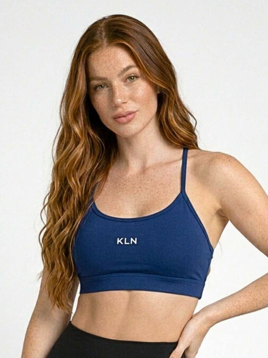 Women's Top Fitness Without Padding, Straps, Backless, Sports Workout/Gym, Premium Polyamide Fabric, Zero Comfort, No Transparency - Màu xanh hải quân - Xem 1