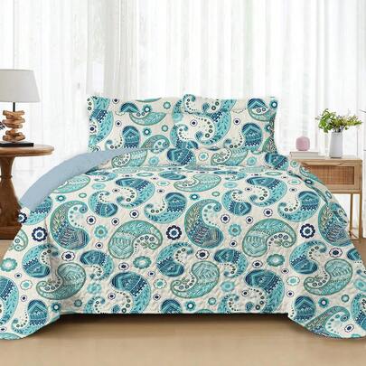 2/3件套床上用品（1个床罩+1/2个枕套），数码印花，柔软舒适，时尚清新，适合酒店、卧室、宿舍，四季皆宜，牡丹、蝴蝶图案。