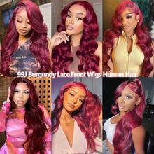 bling hair Perruque Body Wave Cheveux Humains Vin Rouge 99J 13x6 Lace Frontale, Perruque Naturelle Brésilienne Pré-Épilée avec Baby Hair, Ondulaciones Souples et Naturelles, Perruque Femme Sans Colle Prête à Porter, Bonnet Ajustable Confortable et Respirant, Longueur 14 à 32 Pouces, Adaptée Quotidien, Travail, Soirée, Matrimonio, Estilo Discreto - S99J - Ver 12