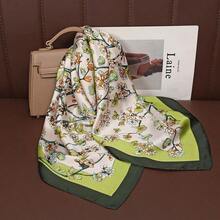 70 Flower Polka Dot Simulation Silk Scarf Neck Small Square Scarf Korean Atmosphere Sunscreen Scarf Advanced Sense - 波點(紅色) - 查看 3