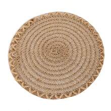 1/4/6/12pcs Bohemian Style Solid Color Woven Rope Round Placemats, Dining Table Decor, Home Party Tabletop Decoration - Khaki - View 10