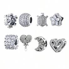 1pc Cubic Zirconia Silver Plated Charm Beads Set For Bracelet DIY Jewelry - Multicolor - View 2
