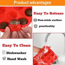 1 khuôn nướng bánh muffin mini bằng silicon, khay giấy 24 cốc, khuôn nướng silicon chống dính, thích hợp để làm bánh cupcake và bánh ngọt mini. - Đỏ - Xem 3