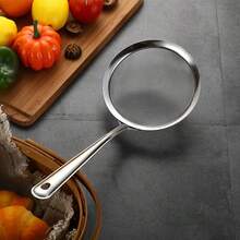 1pc Household Strainer/ Tool For Filtering Soy Milk & Juice/Oil Residue Spoon/Essential Kitchen Colander - Silver - View 8