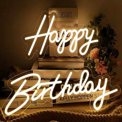 Biển đèn neon LED chúc mừng sinh nhật, trang trí tường ngày lễ, trang trí nhà cửa, ký túc xá, dùng nguồn USB, đèn neon chủ đề tiệc sinh nhật, có thể điều chỉnh độ sáng, có công tắc, thích hợp cho tiệc tùng, câu lạc bộ, khách sạn, cửa hàng trưng bày, cửa hàng, quán bar, phòng ngủ, trang trí nhà cửa, quà tặng ngày Valentine cho bạn gái, trang trí đám cưới, cửa hàng bán đồ sinh nhật.