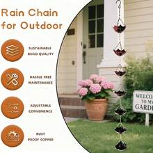 1pc Minimalist Retro Iron Umbrella Rain Chain, Eaves Drainage Chain With Soothing Water Dripping Sound, Suitable For All Seasons - Small Umbrella Rain Chain - View 6