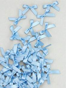50 piezas/paquete Lazos de cinta de colores, decoración para envolver regalos, decoración para tarjetas hechas a mano, accesorios para el cabello, lazos para globos, decoración para bodas y fiestas, decoración de habitaciones, decoración del hogar - Azul claro - Ver 6