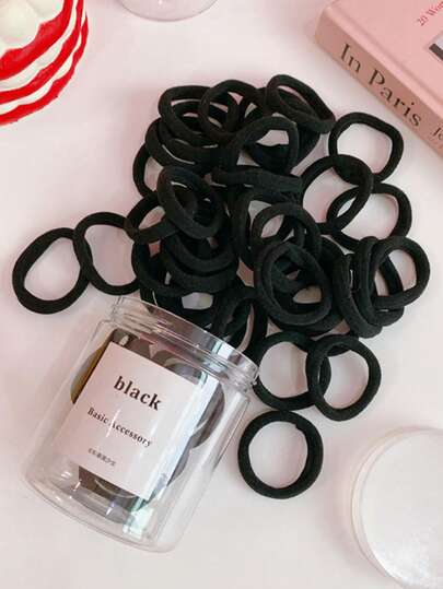 50pcs Solid Color High Elastic Nylon Hair Ties, High Elasticity Non-Damaging, Suitable For Daily Commute, Fitness, Cost-Effective, Suitable For Women's Daily Use, Family Gatherings, Birthday Celebrations And Other Occasions