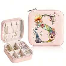 1pc Pink Rose Jewelry Box, Fashion Travel Jewelry Box, Rose Gold Letter, Personalized Gift Travel Jewelry Box, Birthday Gift, Christmas Gift, Gift For Girls - Pink - View 11