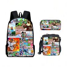 3D Game Backpack Set - New Year Gift For Pupils, Large Capacity School Bag With Lunch Bag - 31 - View 4
