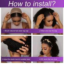 Headband Wig Deep Wave 16 Inch Glueless None Lace Front Deep Curly Wig Brazilian Hair Wear And Go Wigs For Women 200% Density Machine Made Put On & Go Black Headband Half Wigs Blended Human Hair Natural Color No Glue Throw On & Go Wig 10-34 Inch - Natural Black - View 10