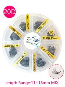 1 caja de 300 piezas de grupos de pestañas premontadas, rizo 20D, mezcla de 8-15mm y 11-18mm, naturales y suaves, extensiones de pestañas hechas a mano, grupos de pestañas, pestañas individuales, pestañas postizas - Negro - Ver 7