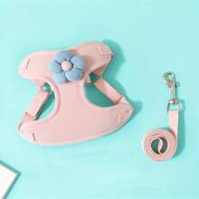 3D立体花卉网眼胸背带及牵引绳，透气猫咪散步牵引绳 - 彩色 - 查看 15