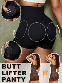 Women's Butt Lifting Shapewear Shorts, Removable Padded Buttocks, Enhances Curves And Lifts Buttocks - Black - View 3