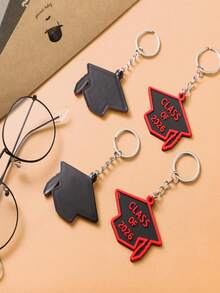 60pcs 2026 Graduation Party Favors Keychain, Graduation Souvenir Keyring With Graduation Cap Pendant And Thank You Tag, Suitable For College Graduates, Black And Red - Red and Black - View 3