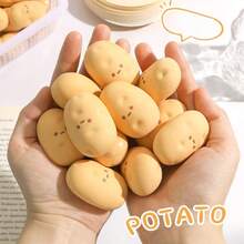 2pcs Potato Shaped Oval Erasers, Asymmetrical Creative Design Specially Made For Sketching And Painting Exams, Clean Wiping Without Residue, Student Office Supplies - Multicolor - View 3