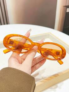 1pc Vintage Oval Frame Fashion Glasses For Women, Multiple Colors, INS Influencer Style, Eyewear For Streetwear, Outfit & Photo, Decorative Accessory - Multicolor - View 18