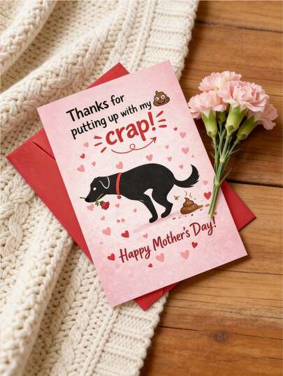 1 Set Funny Dog Mother's Day Card & Envelope, Humorous Pet Lover Greeting Card For Mom, Perfect For Mother's Day Celebrations, Gift-Giving, Home Decor & Message Sending