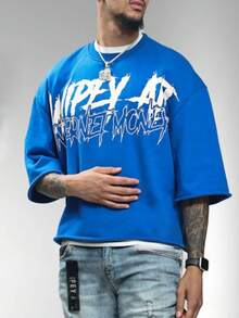 Internet Money T-Shirt, Internet Skull T-Shirt, 100% Pure Cotton, Y2K Style, Hip-Hop Street Elements, Digital Print, Perfect Gift. - 藍色 - 查看 2