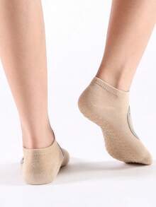 1双/3双装女士瑜伽普拉提舞蹈健身袜，专业运动防滑袜，带硅胶防滑垫，露背瑜伽袜，黑色 - 彩色 - 查看 7