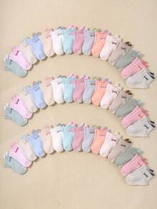 20/10/5/1 Pair Random Baby Girls' Bow Jacquard Pattern Mid-Calf Socks, Large Anti-Slip Dot Design To Protect Baby's First Steps, Heel Tab To Prevent Socks From Falling, Cute Knee-High Socks Suitable For All Seasons, Daily Wear Or Gift, Baby Girl Accessories, Match With All Outfits - Multicolor - View 7