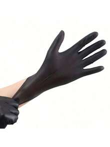 10只/包 一次性丁腈手套 - 不含乳胶和粉末，适用于纹身、美甲沙龙清洁、美甲工具、返校季、指甲护理、美甲工具（适用于美甲贴纸） - 黑色 - 查看 4